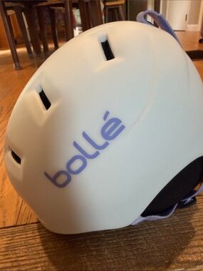 bolle Kids Helmet in White with Purple Logo